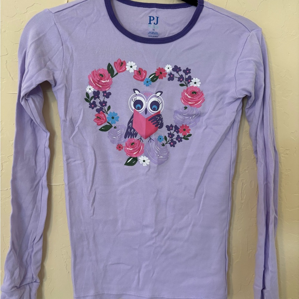 Kids Purple Owl Graphic Long Sleeve Pajamas